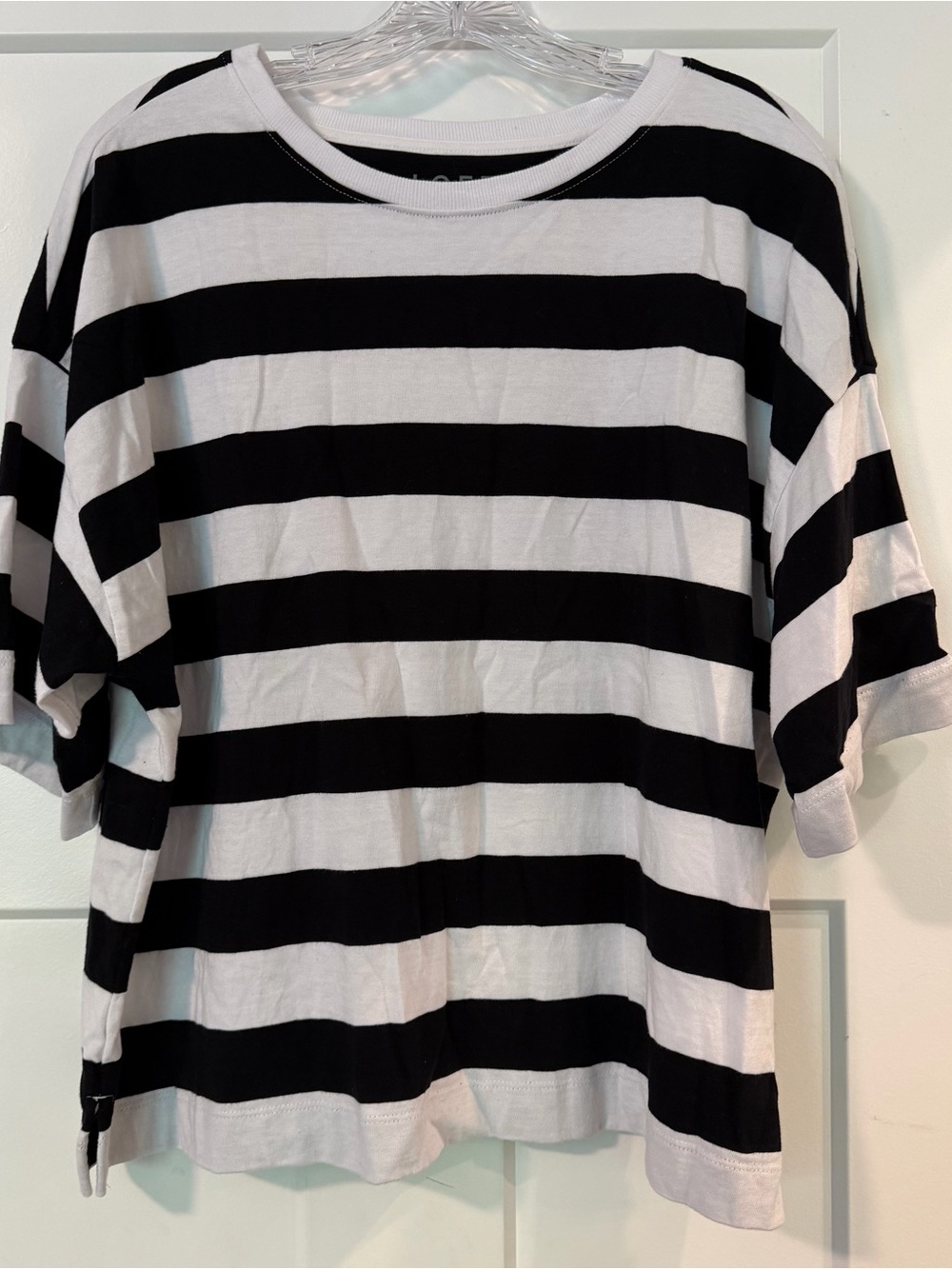 NWOT LOFT Black and White Striped Short Sleeve Tee